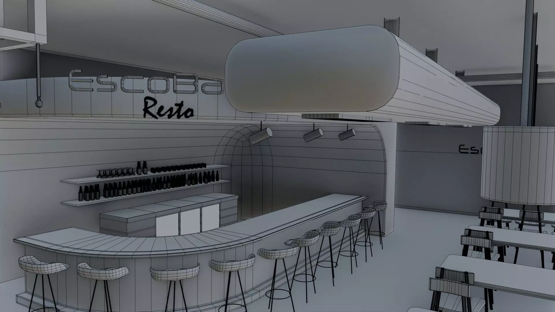 Bar interior Low-poly 3D model_29