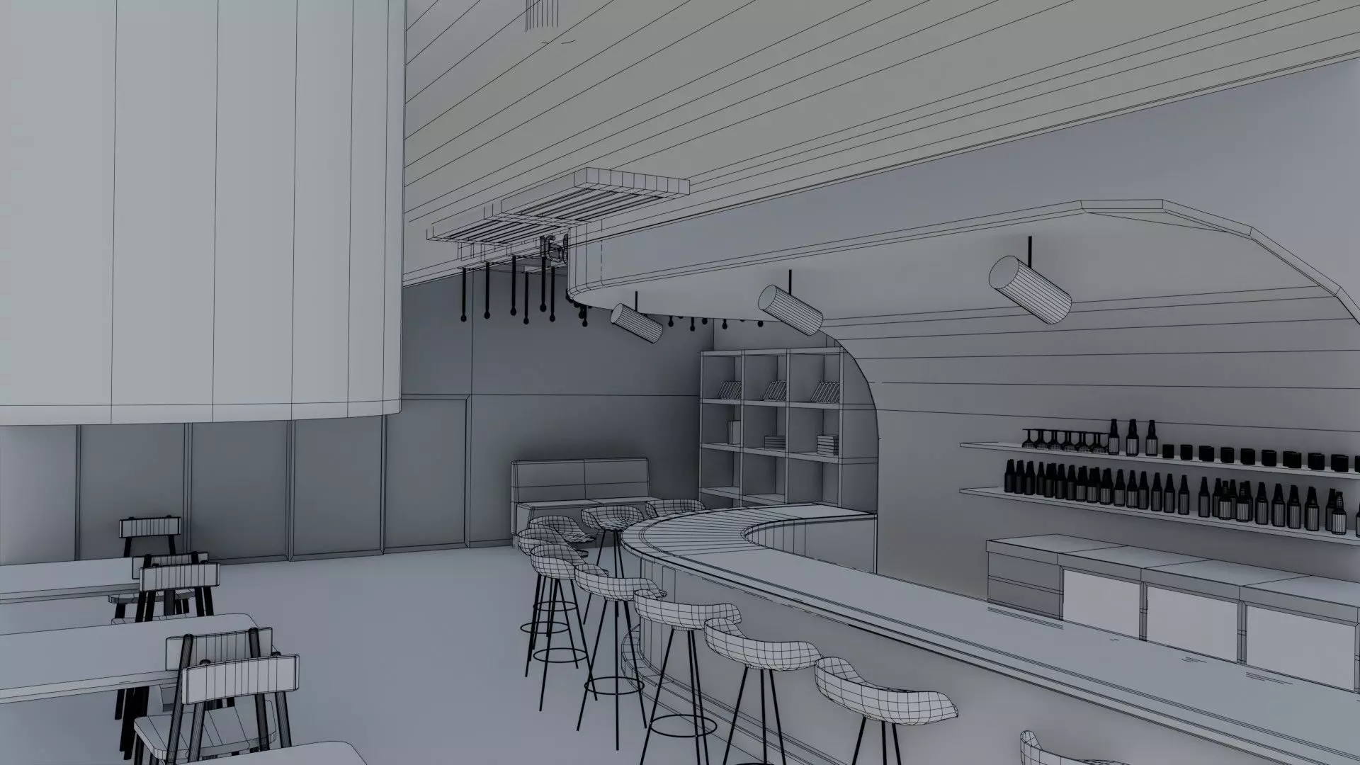 Bar interior Low-poly 3D model_35
