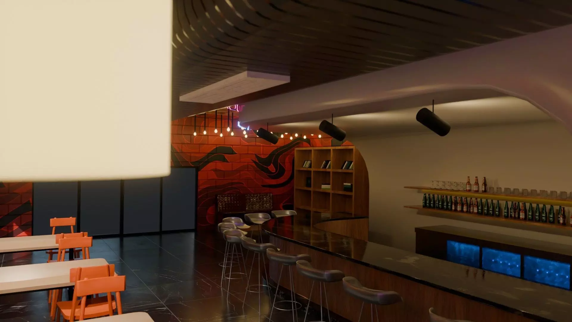 Bar interior Low-poly 3D model_19