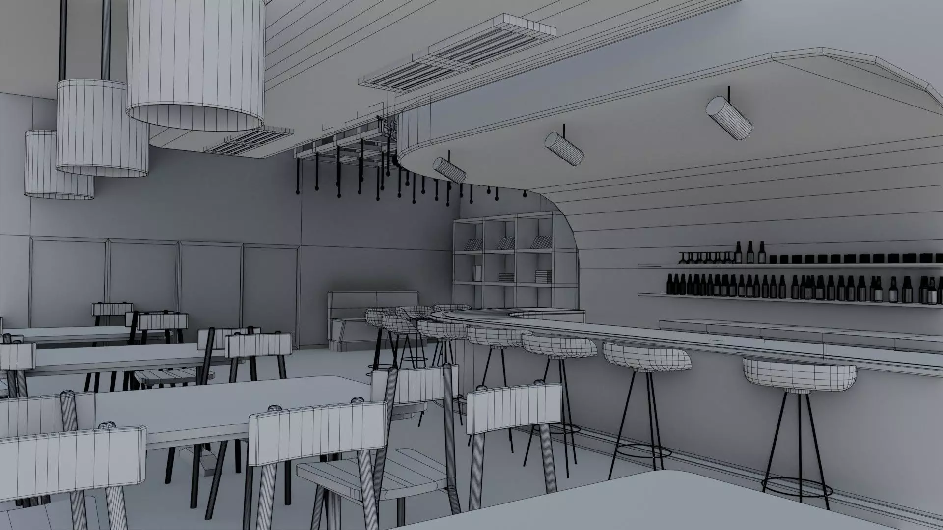 Bar interior Low-poly 3D model_23