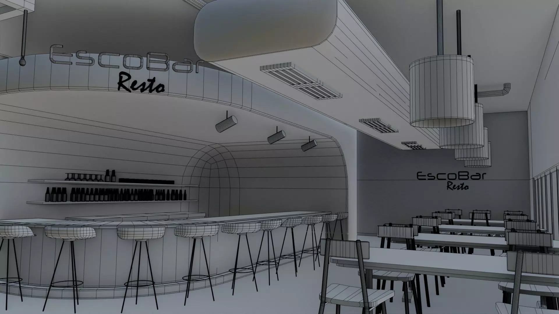 Bar interior Low-poly 3D model_20
