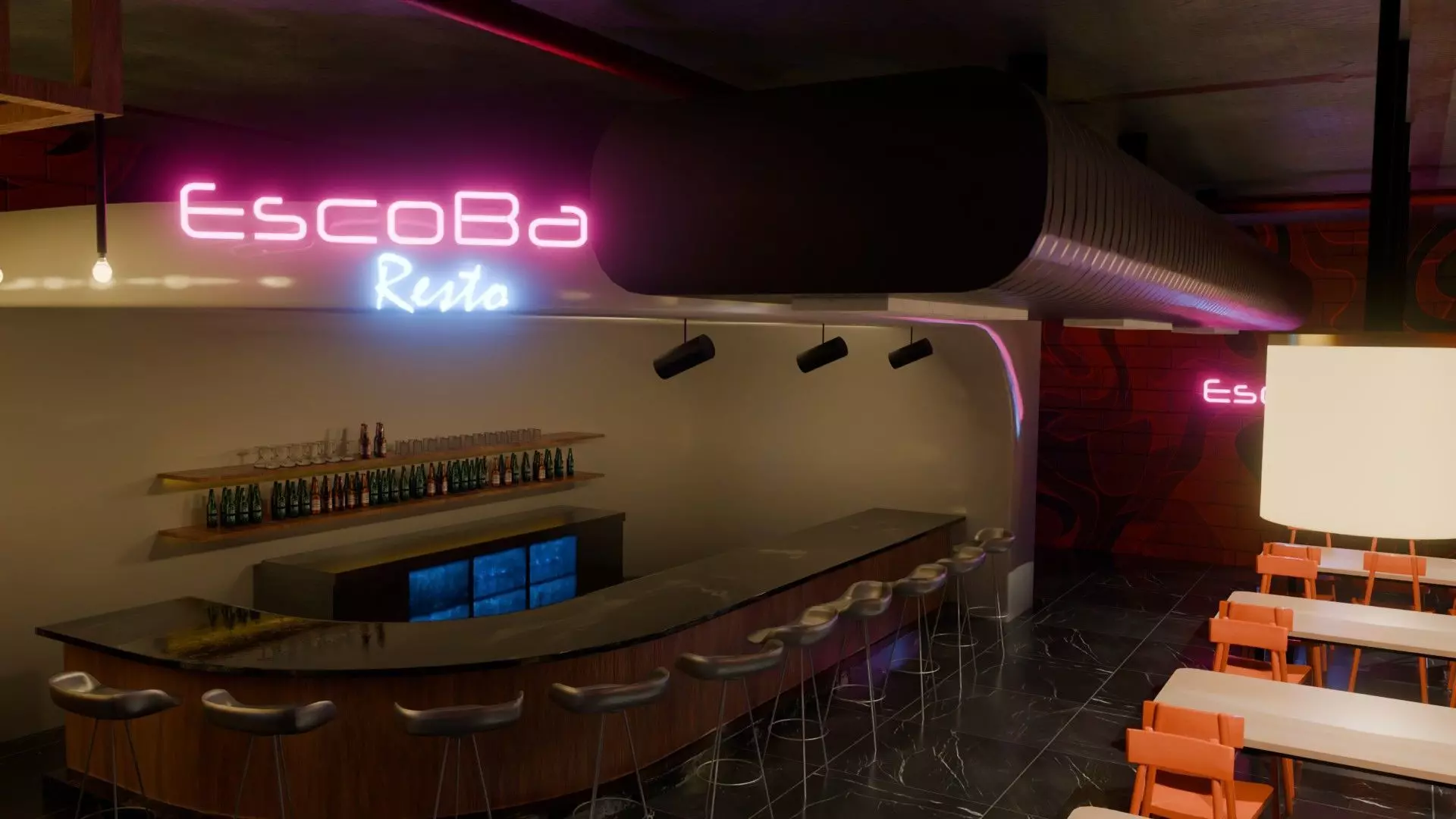 Bar interior Low-poly 3D model_13