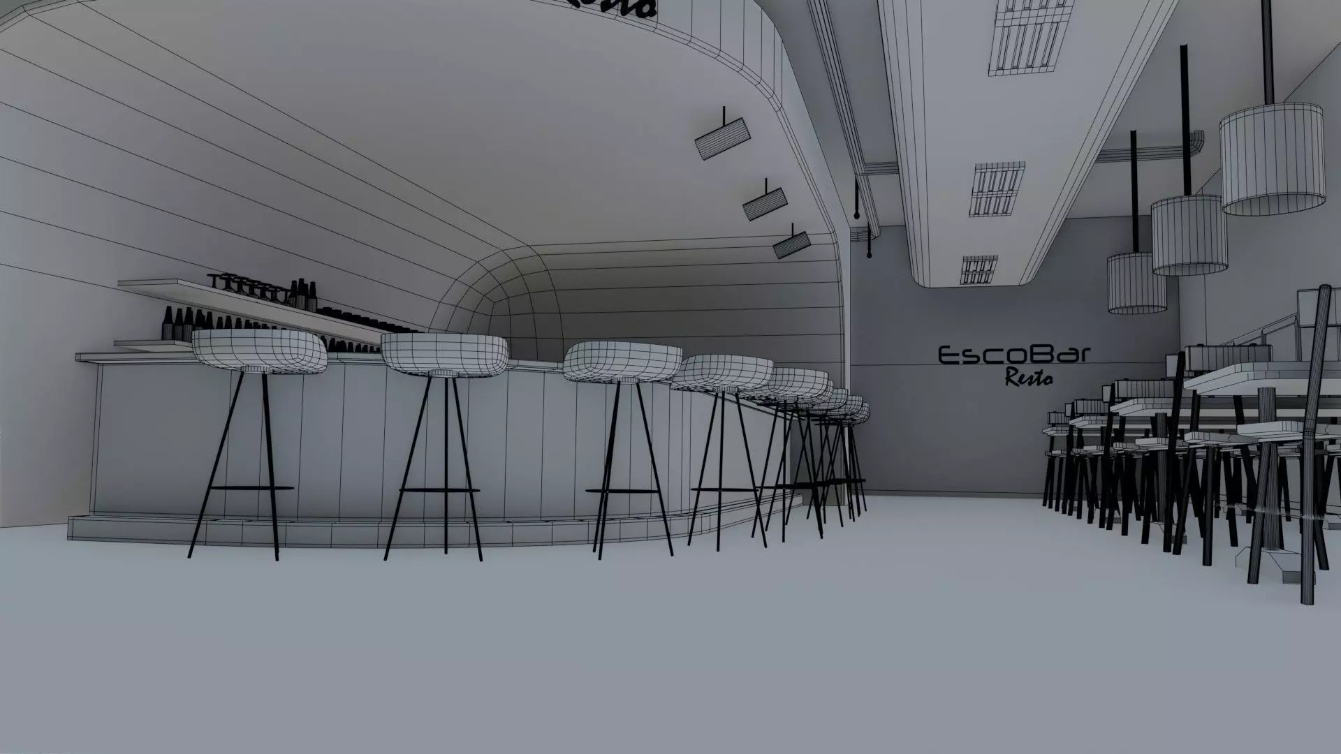 Bar interior Low-poly 3D model_30