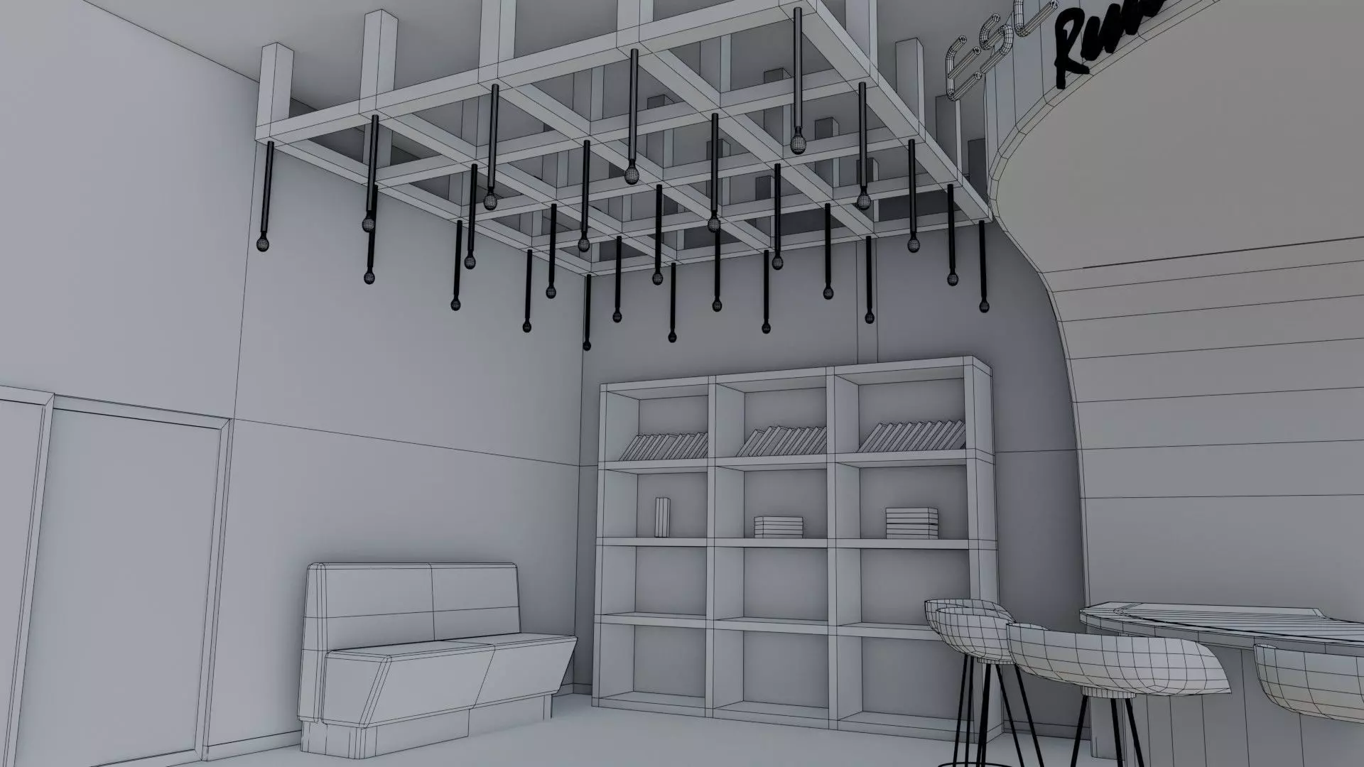 Bar interior Low-poly 3D model_25