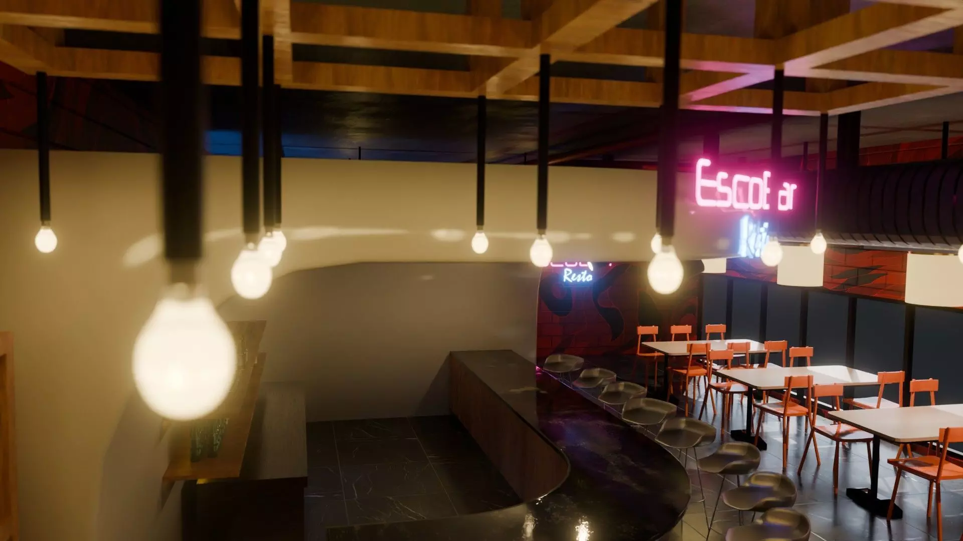 Bar interior Low-poly 3D model_12