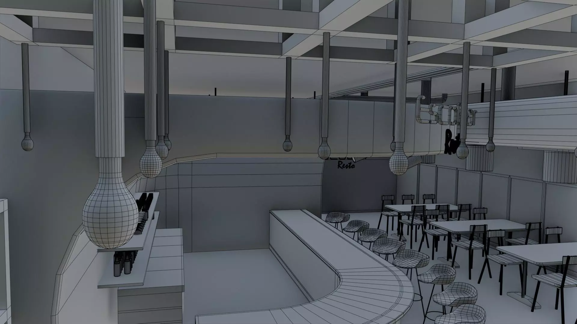 Bar interior Low-poly 3D model_28