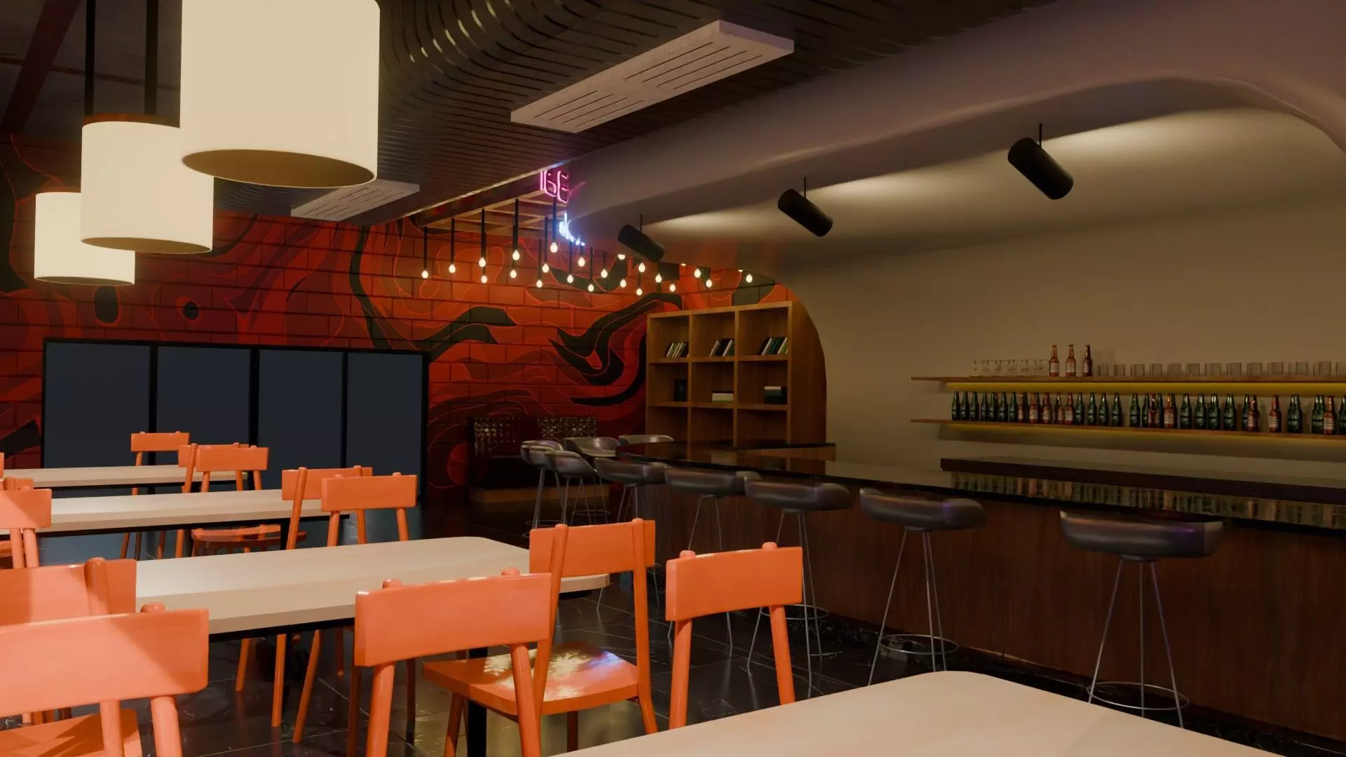 Bar interior Low-poly 3D model_3