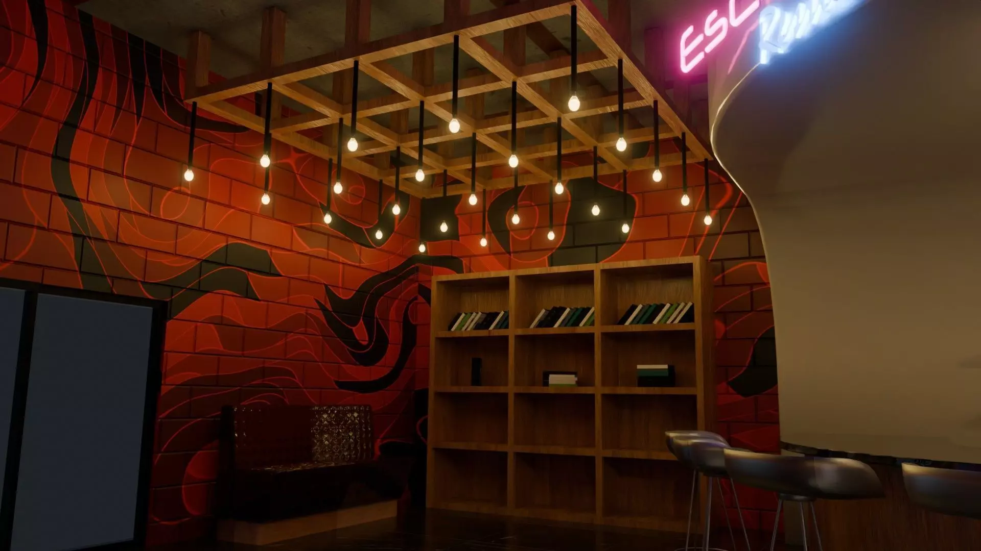 Bar interior Low-poly 3D model_6