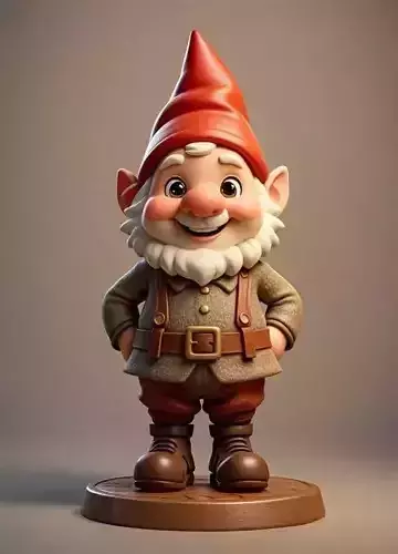 2254  Fairy Tale Gnome  Color Full  Body Figurine on Base