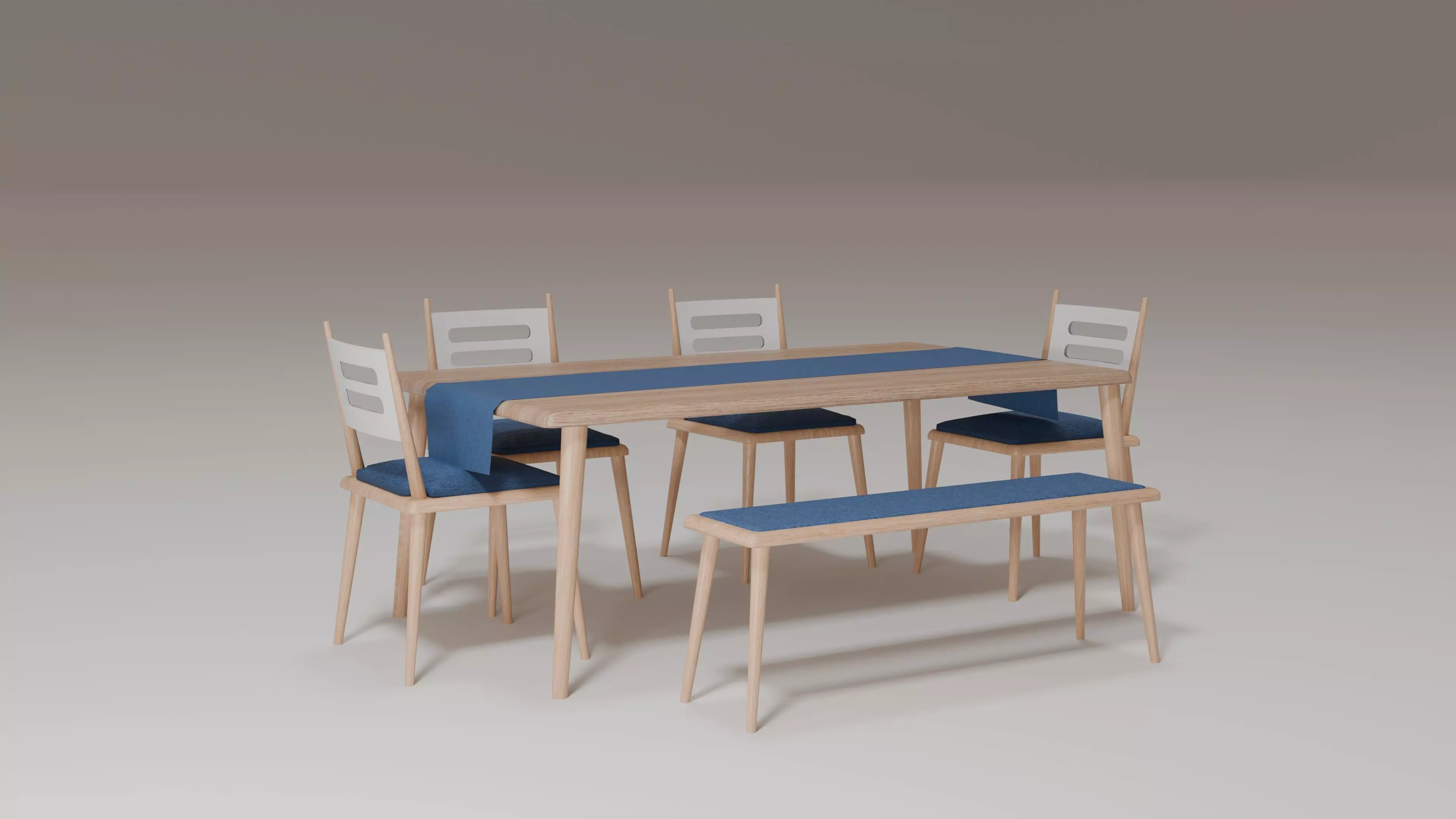 Minimalist Dining Set - 3D Furniture Model Free low-poly 3D model