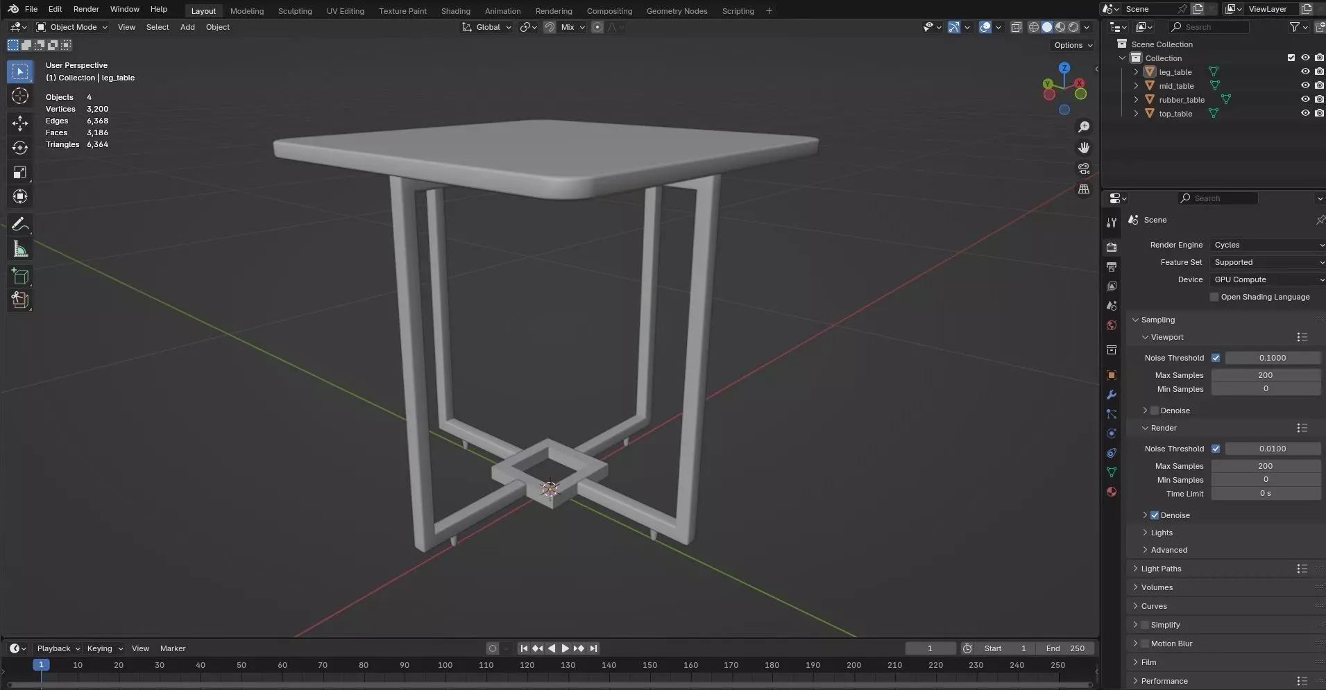 Square Table CG87 3D model_7