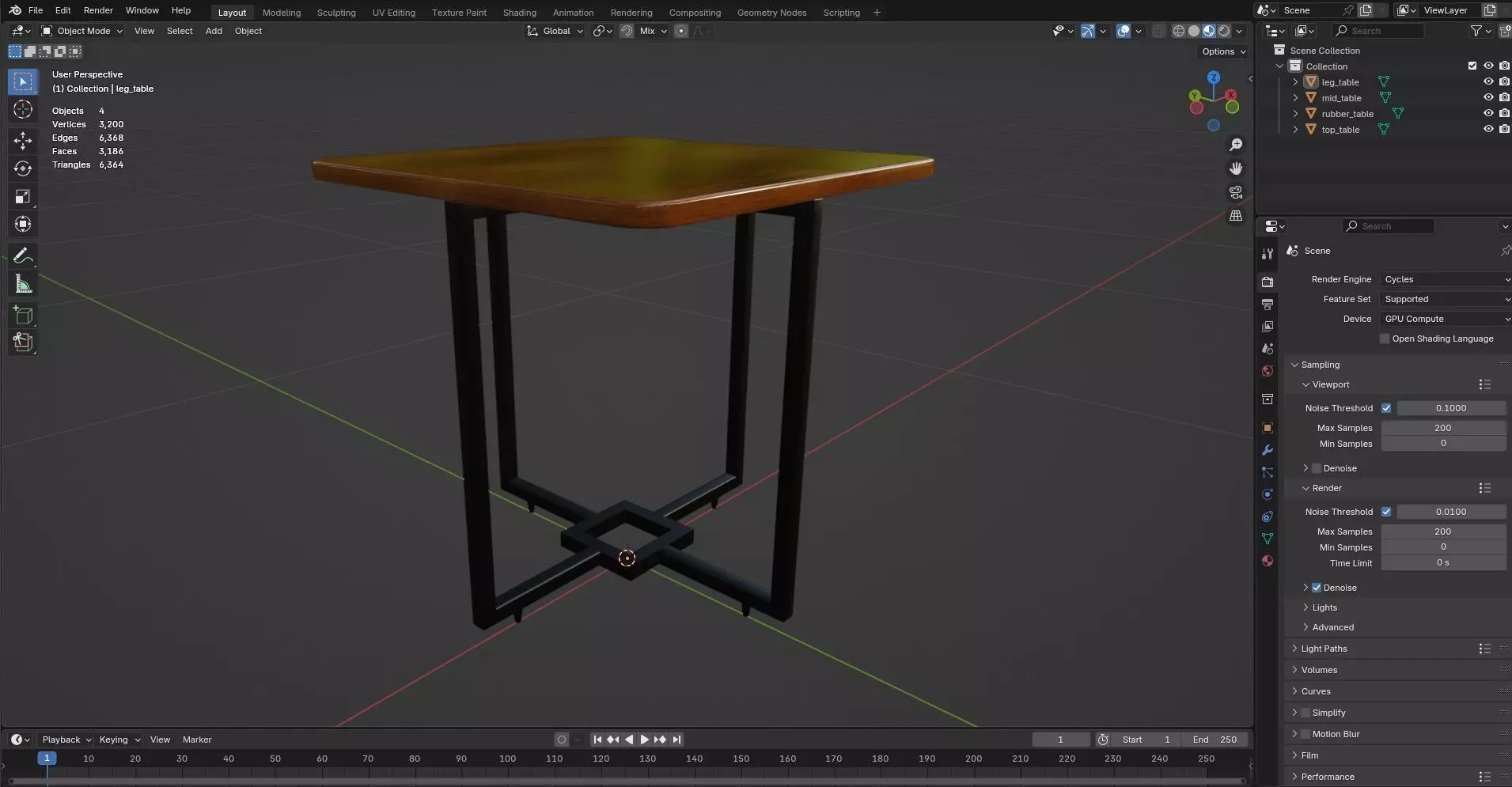 Square Table CG87 3D model_8