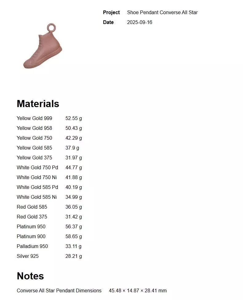 Converse Sneakers Pendant Gold Silver Fashion Jewelry Necklace 3D print model_3