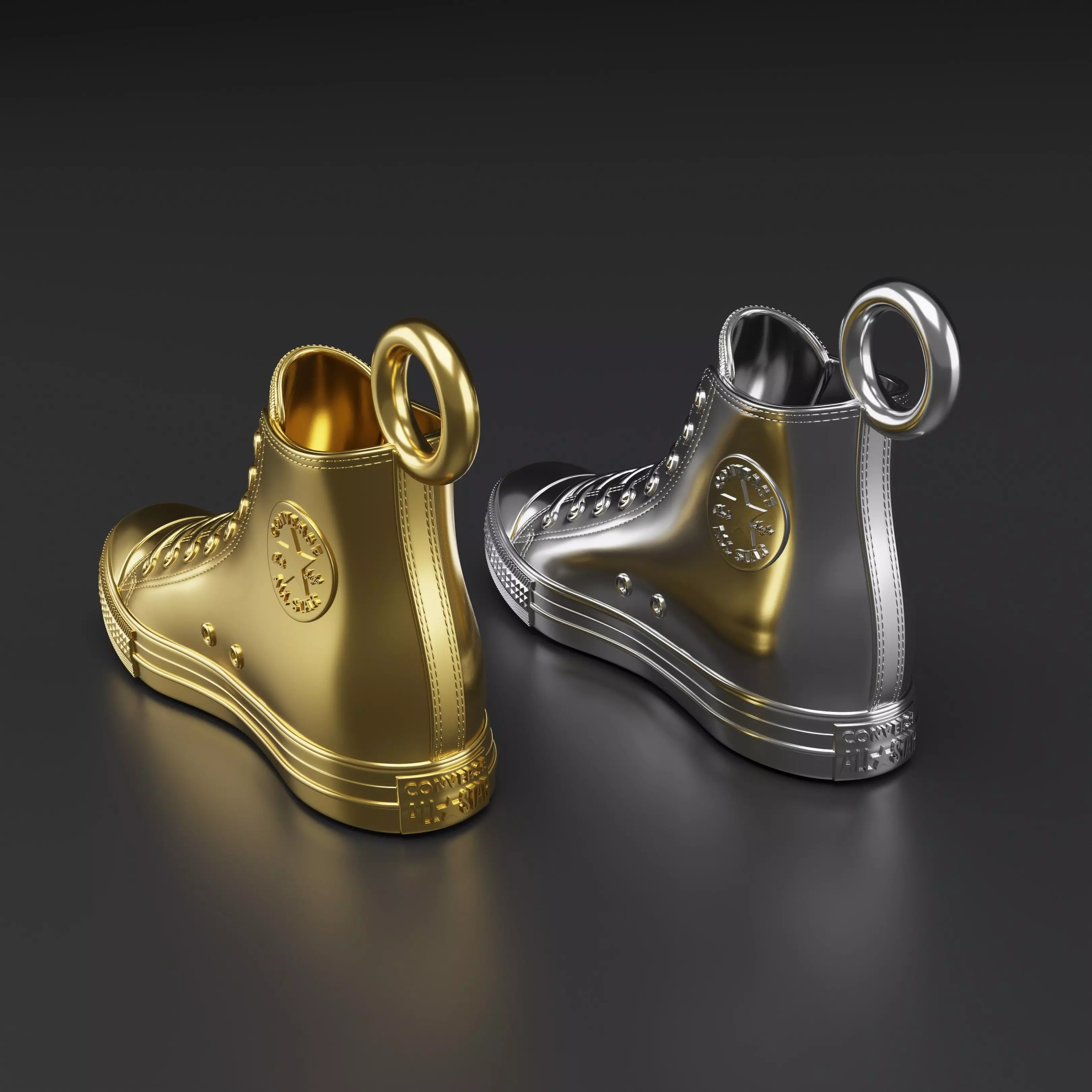Converse Sneakers Pendant Gold Silver Fashion Jewelry Necklace 3D print model_2