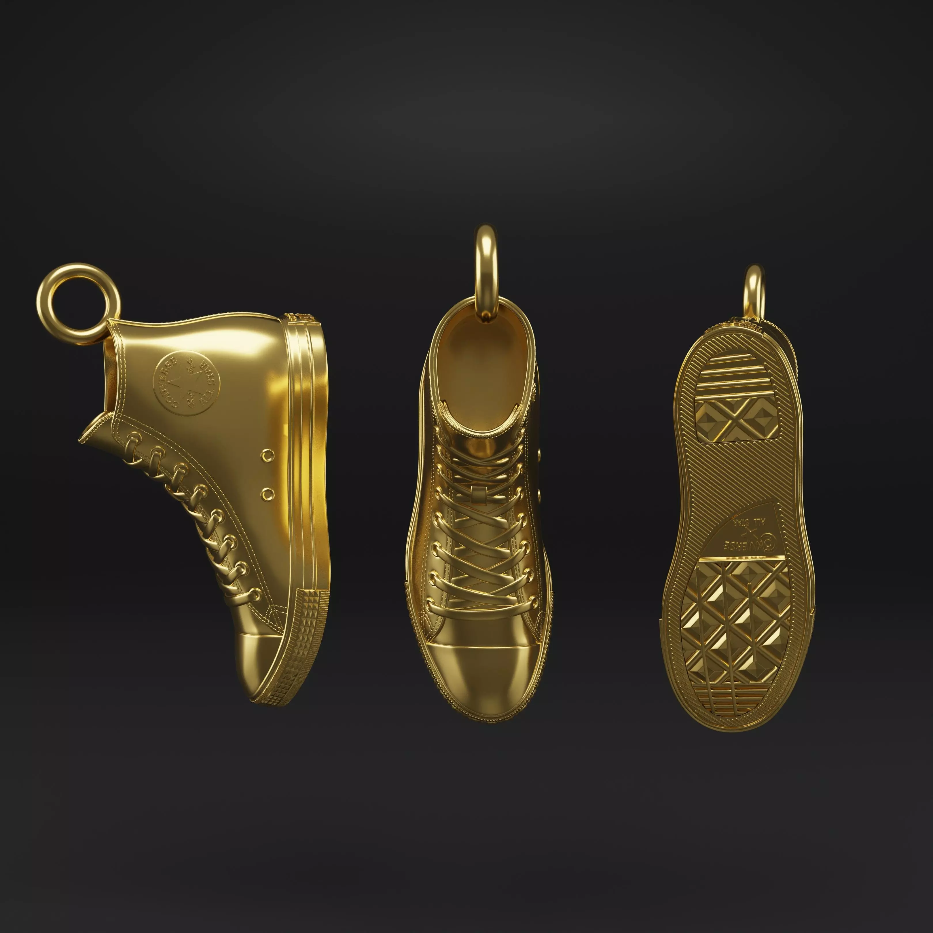 Converse Sneakers Pendant Gold Silver Fashion Jewelry Necklace 3D print model_0