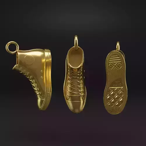 Converse Sneakers Pendant Gold  Silver Fashion Jewelry Necklace 3D print model