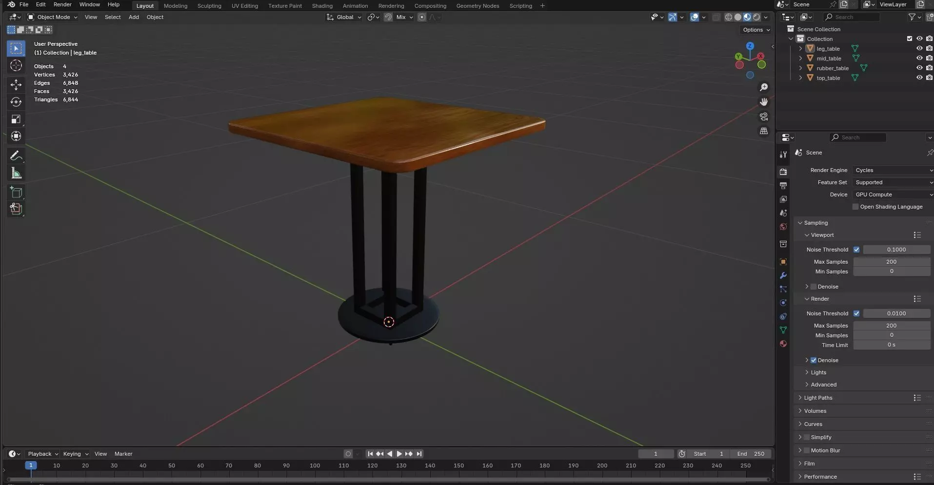Square Table CG88 3D model_8