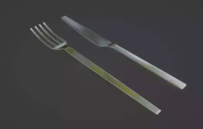 Knife and Fork PBR Game Ready 3D model