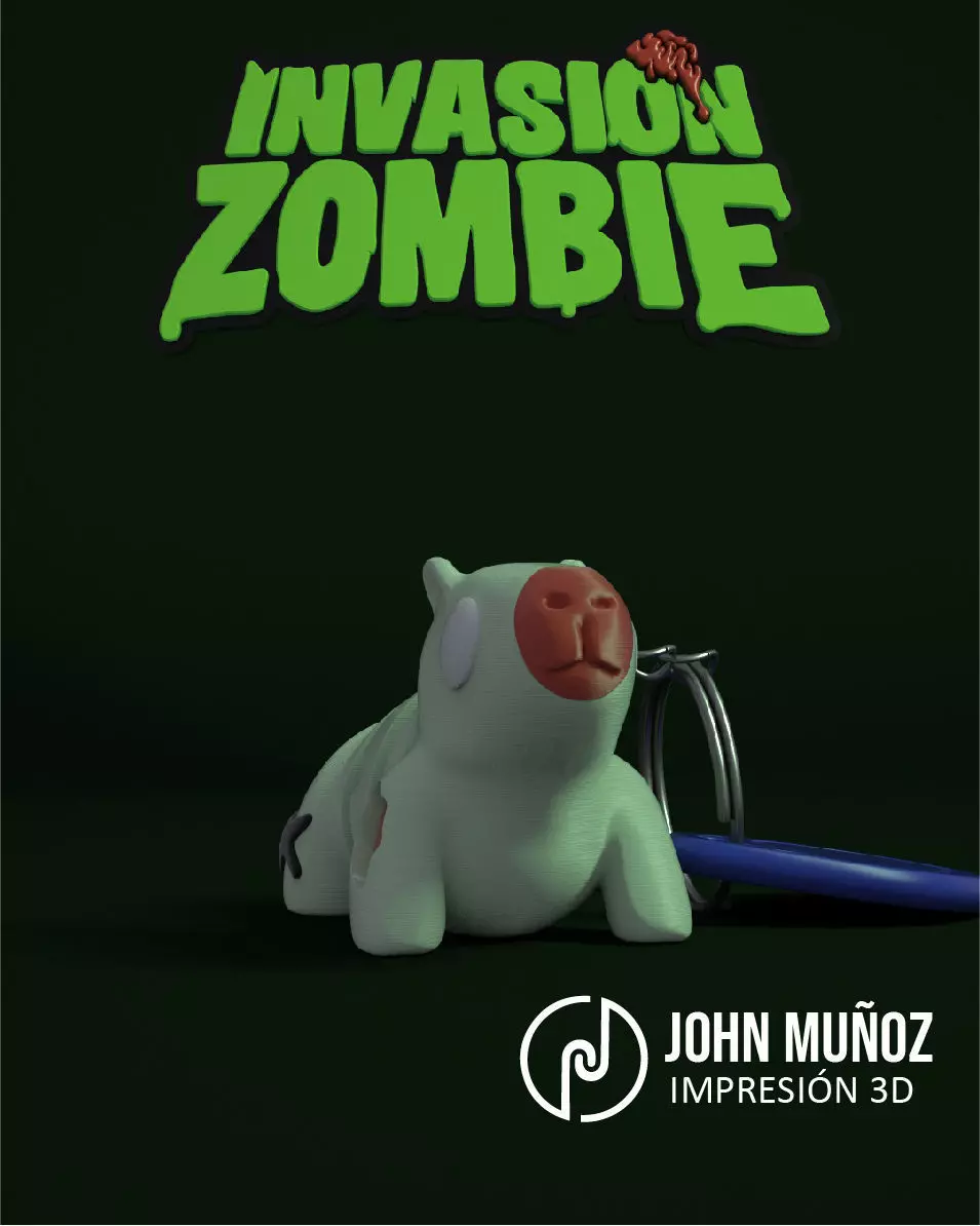 Capybara Zombie -Figure decorative and keychain 3D print model_5