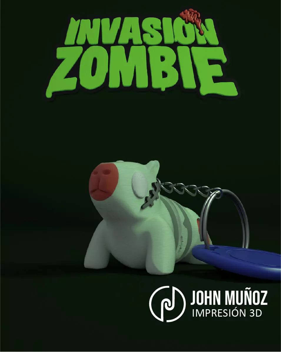 Capybara Zombie -Figure decorative and keychain 3D print model_4