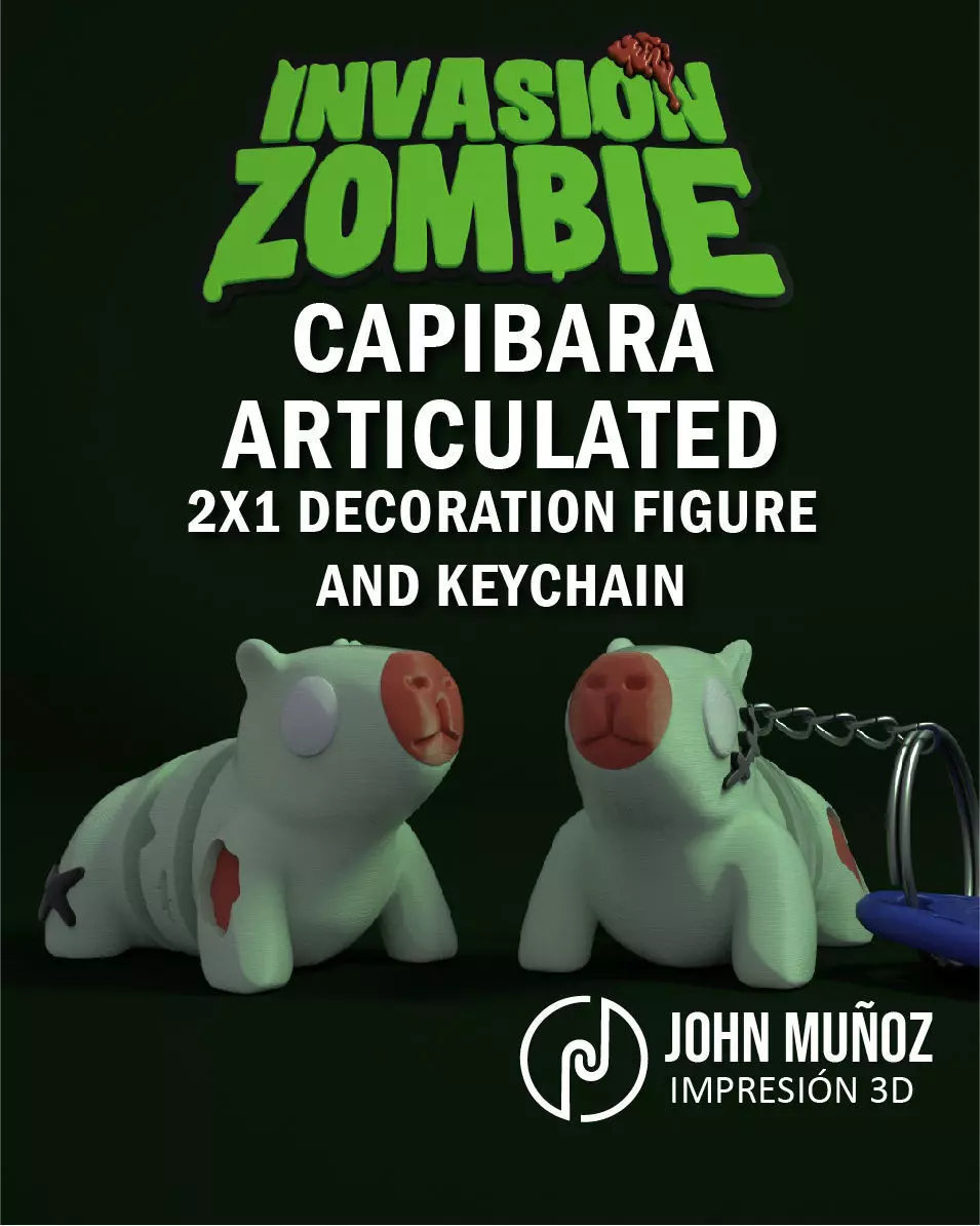 Capybara Zombie -Figure decorative and keychain 3D print model_1