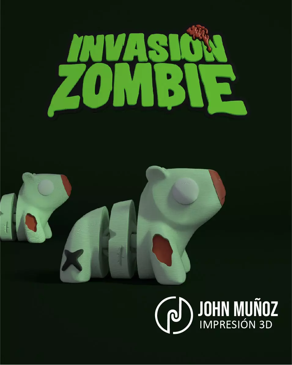 Capybara Zombie -Figure decorative and keychain 3D print model_2