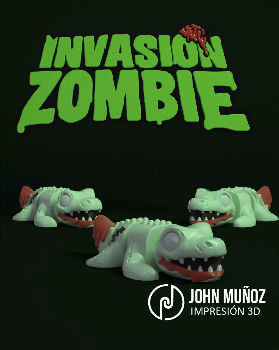 Crocodile Zombie - Figure decorative and keychain 3D print model_5