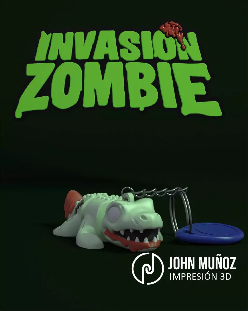 Crocodile Zombie - Figure decorative and keychain 3D print model_4