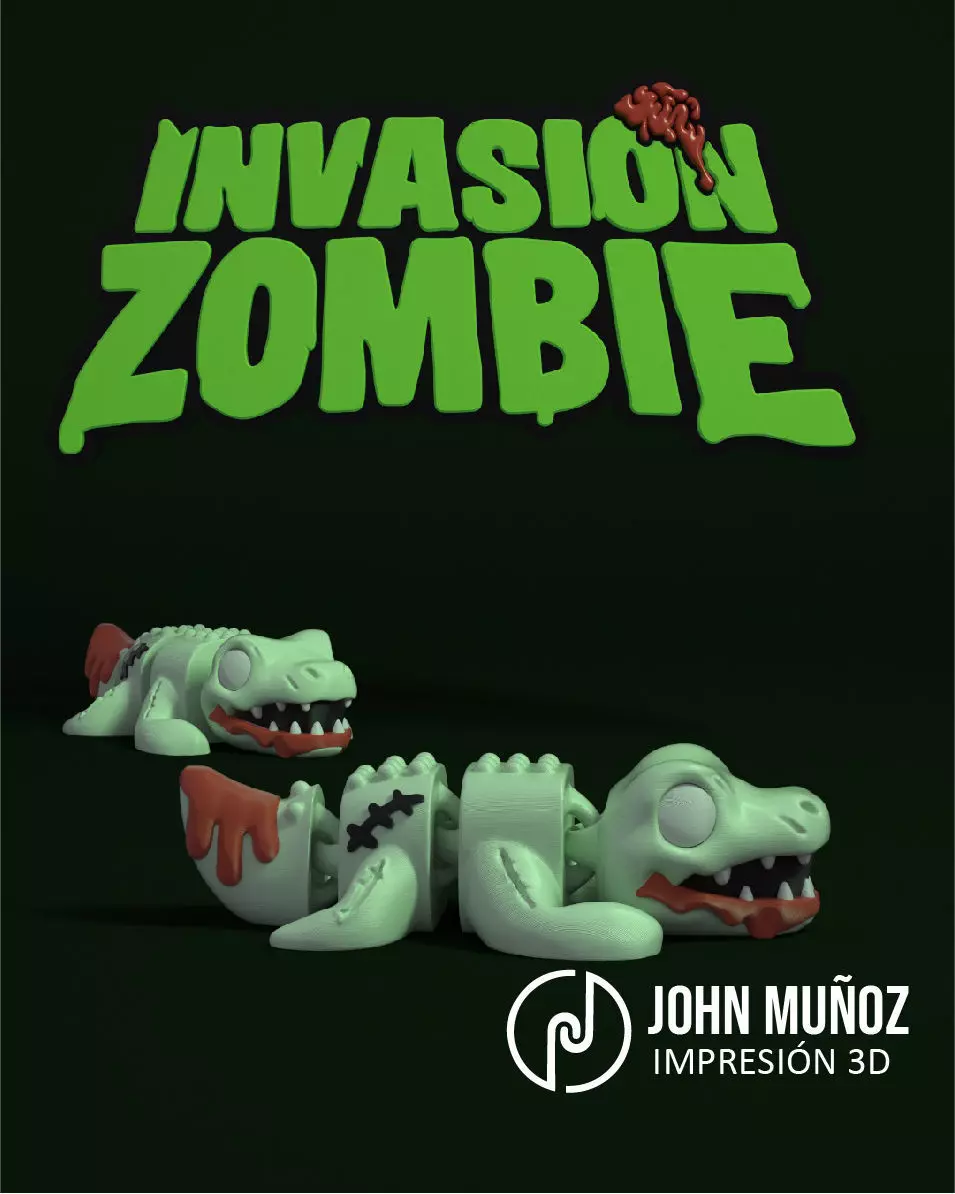 Crocodile Zombie - Figure decorative and keychain 3D print model_0