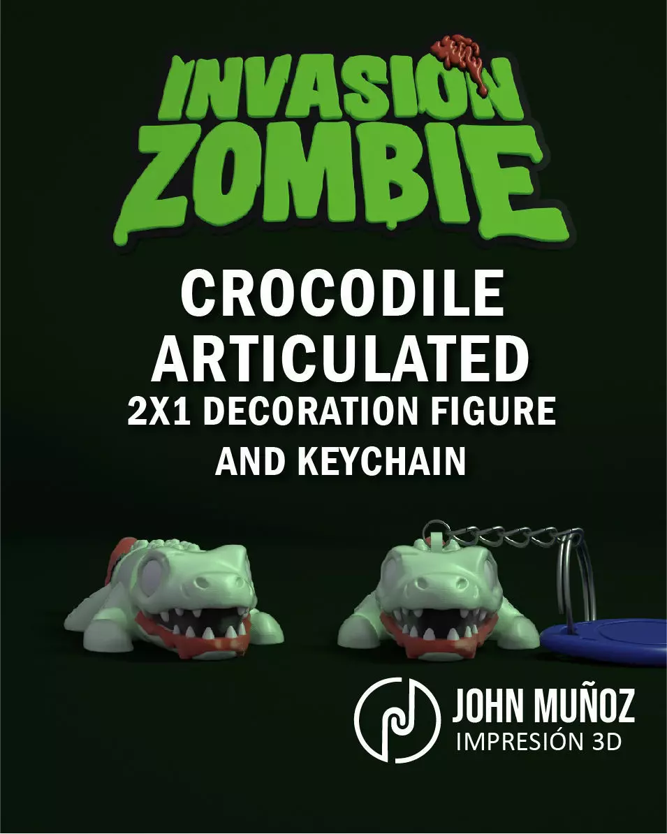 Crocodile Zombie - Figure decorative and keychain 3D print model_1