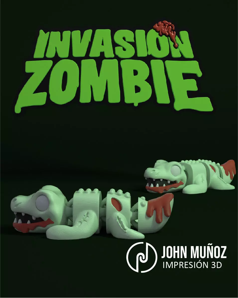 Crocodile Zombie - Figure decorative and keychain 3D print model_2