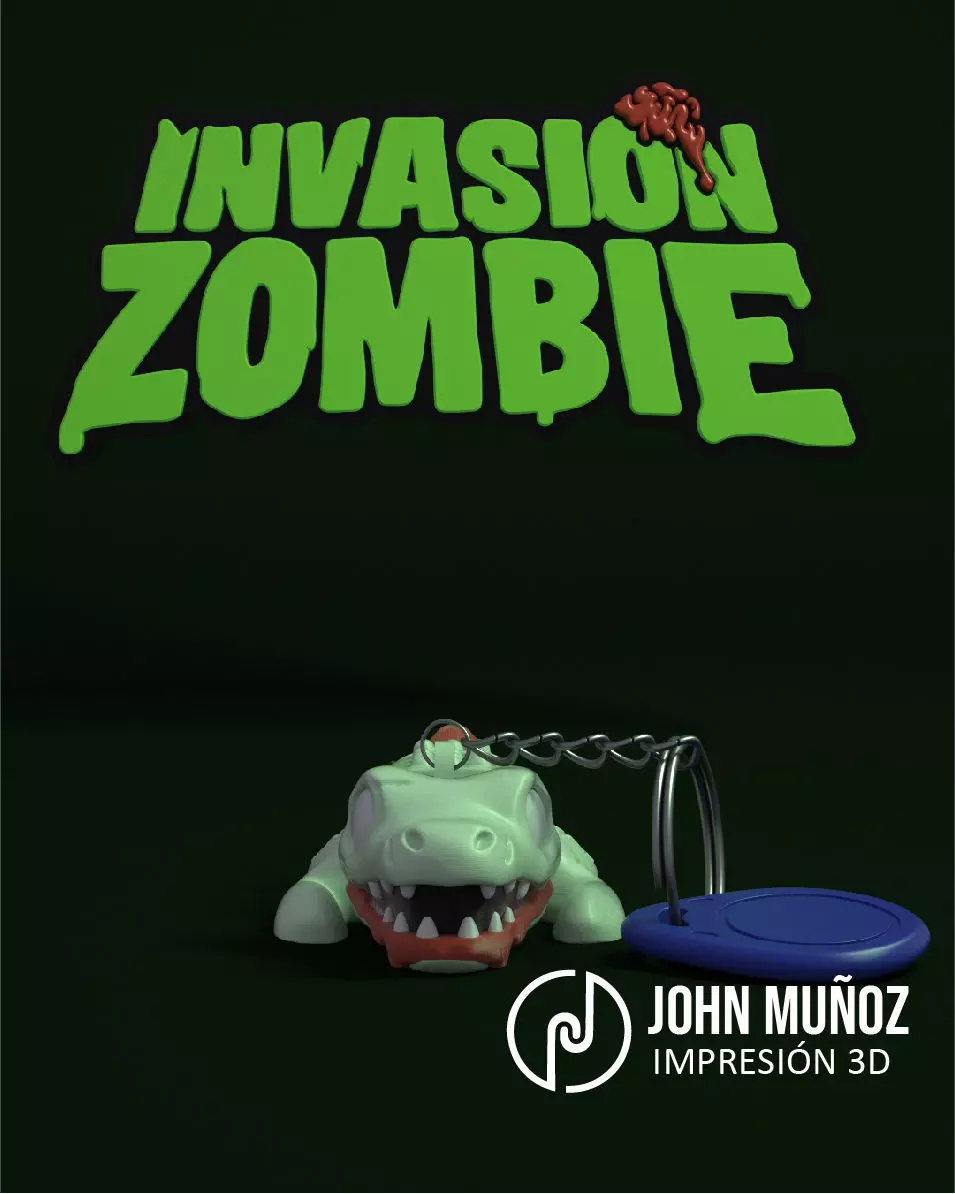 Crocodile Zombie - Figure decorative and keychain 3D print model_3