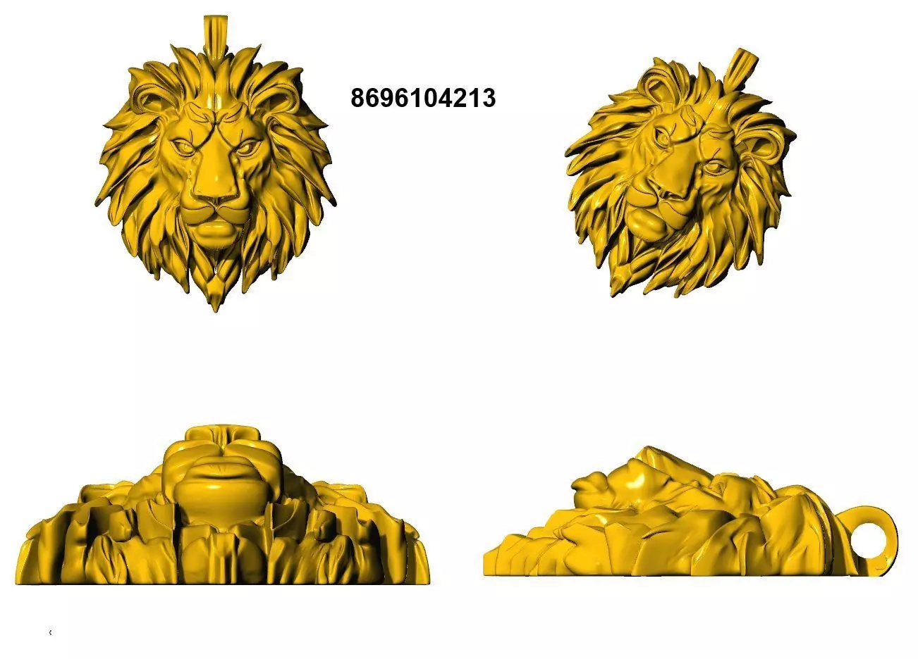 LION FACE  PANDENT  3D print model_1