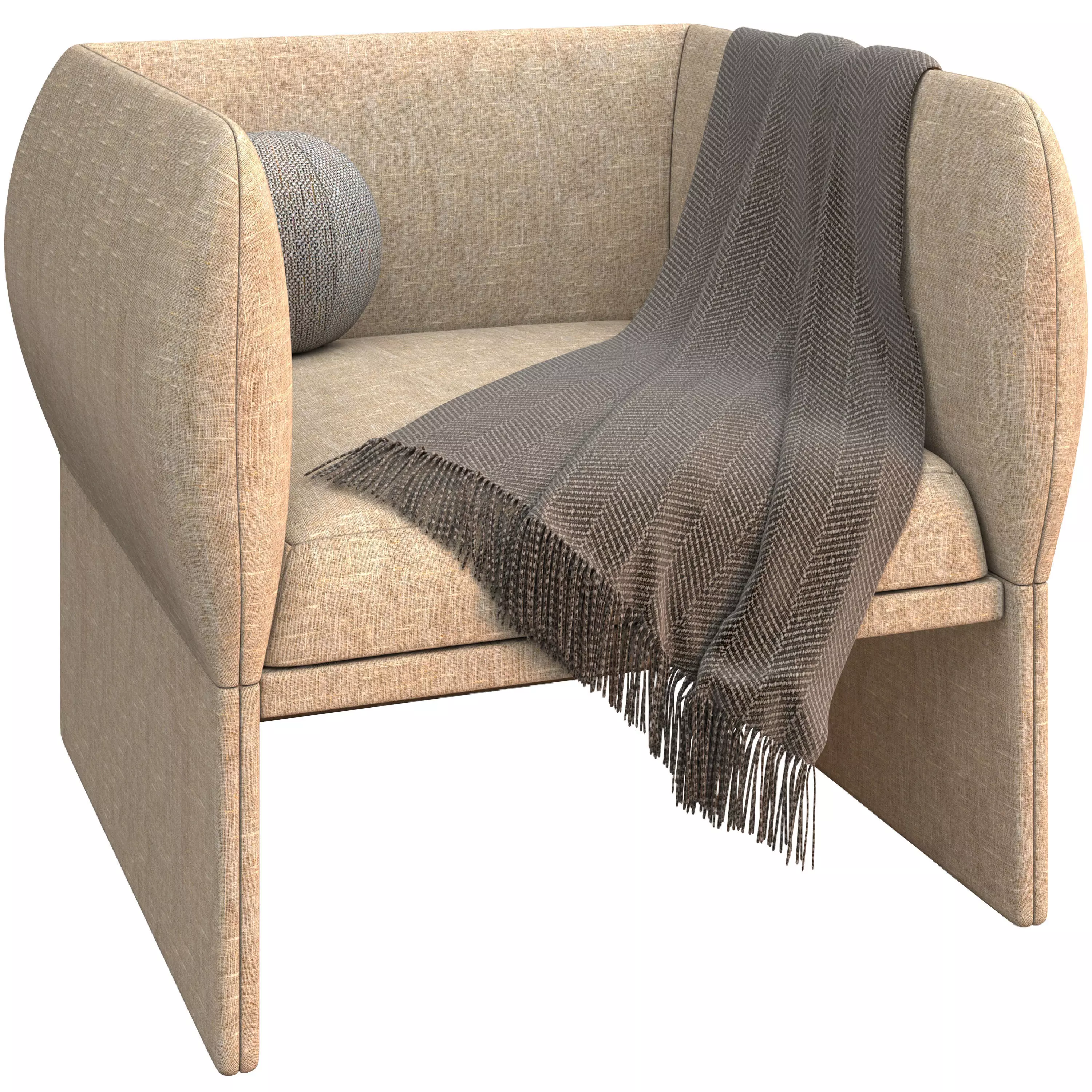 Nomea Vol02 Curved Sofa 3 Materials Low-poly 3D model_2