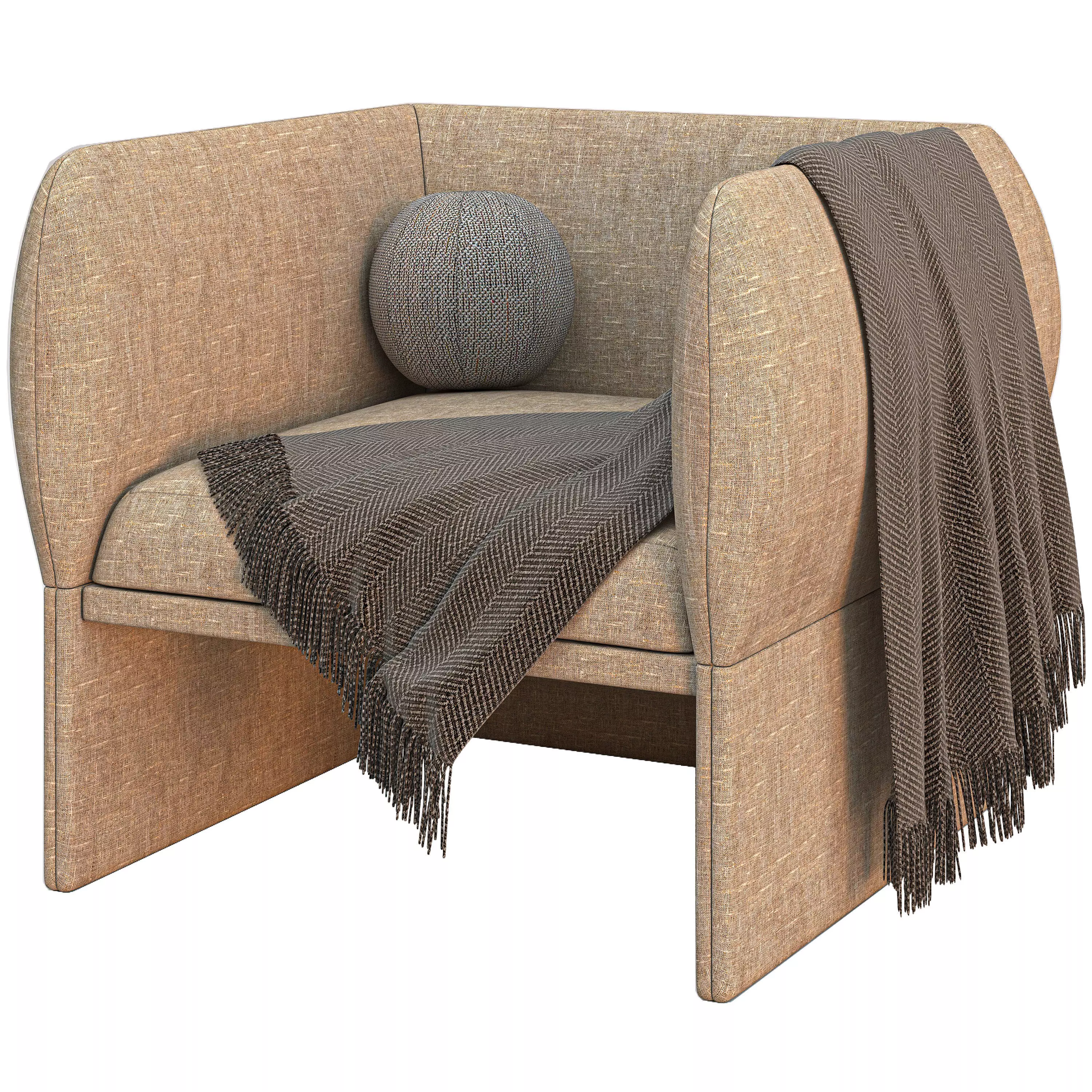 Nomea Vol02 Curved Sofa 3 Materials Low-poly 3D model_3