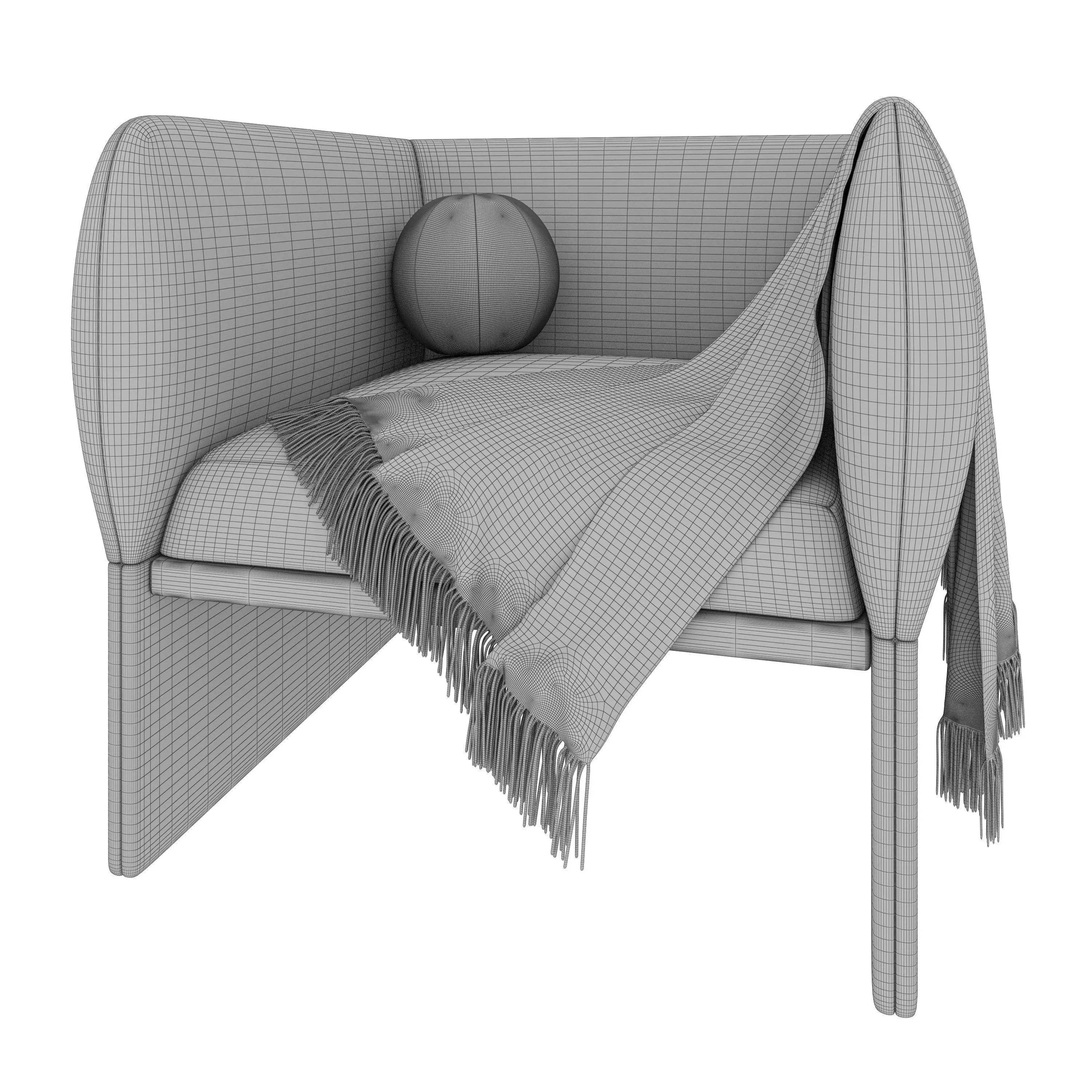 Nomea Vol02 Curved Sofa 3 Materials Low-poly 3D model_6