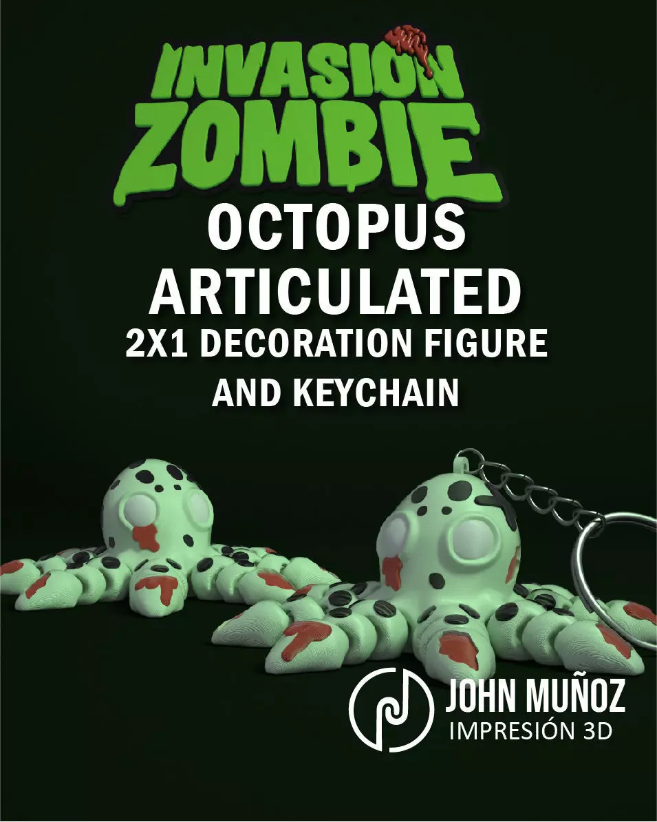 Octopus Zombie -Figure decorative and keychain 3D print model_1