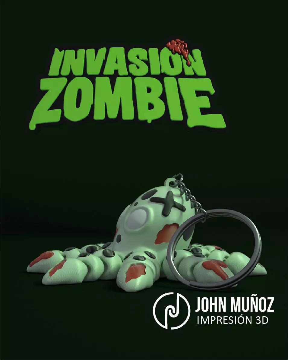 Octopus Zombie -Figure decorative and keychain 3D print model_5