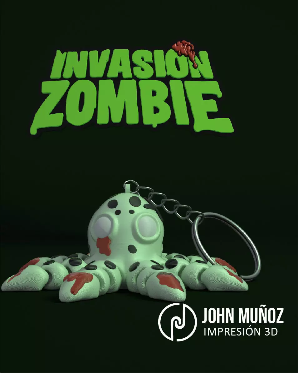 Octopus Zombie -Figure decorative and keychain 3D print model_4