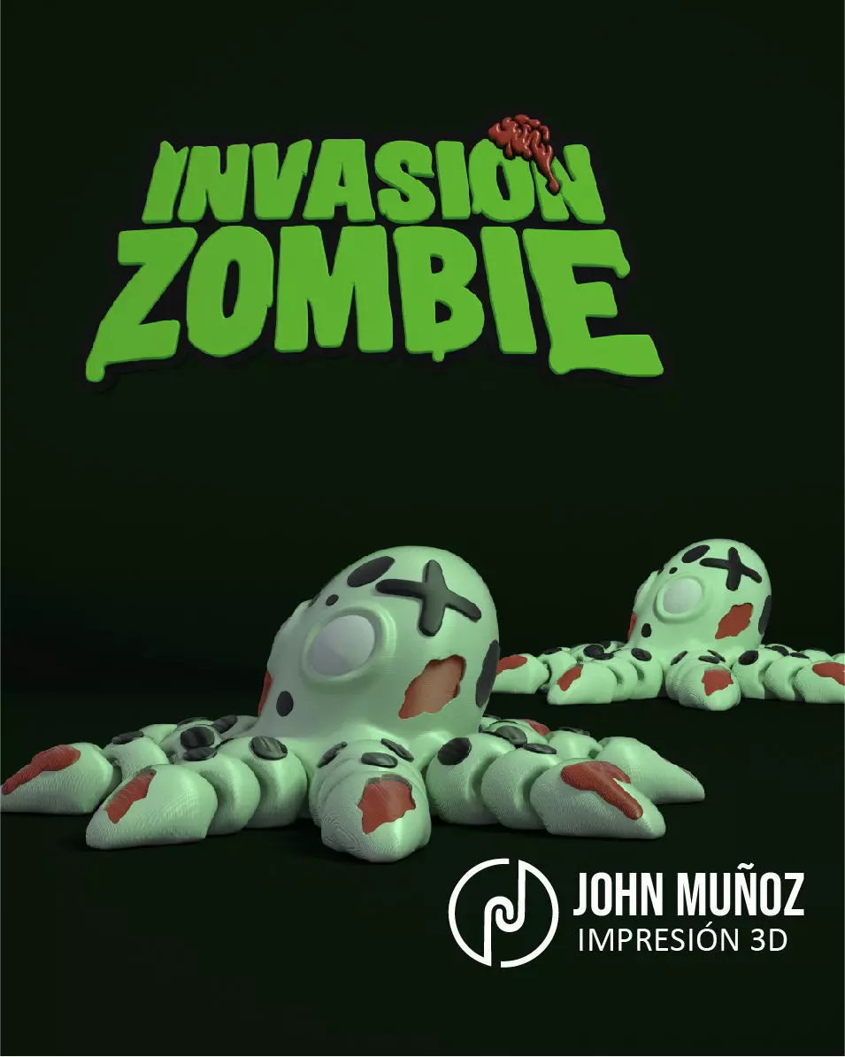 Octopus Zombie -Figure decorative and keychain 3D print model_3