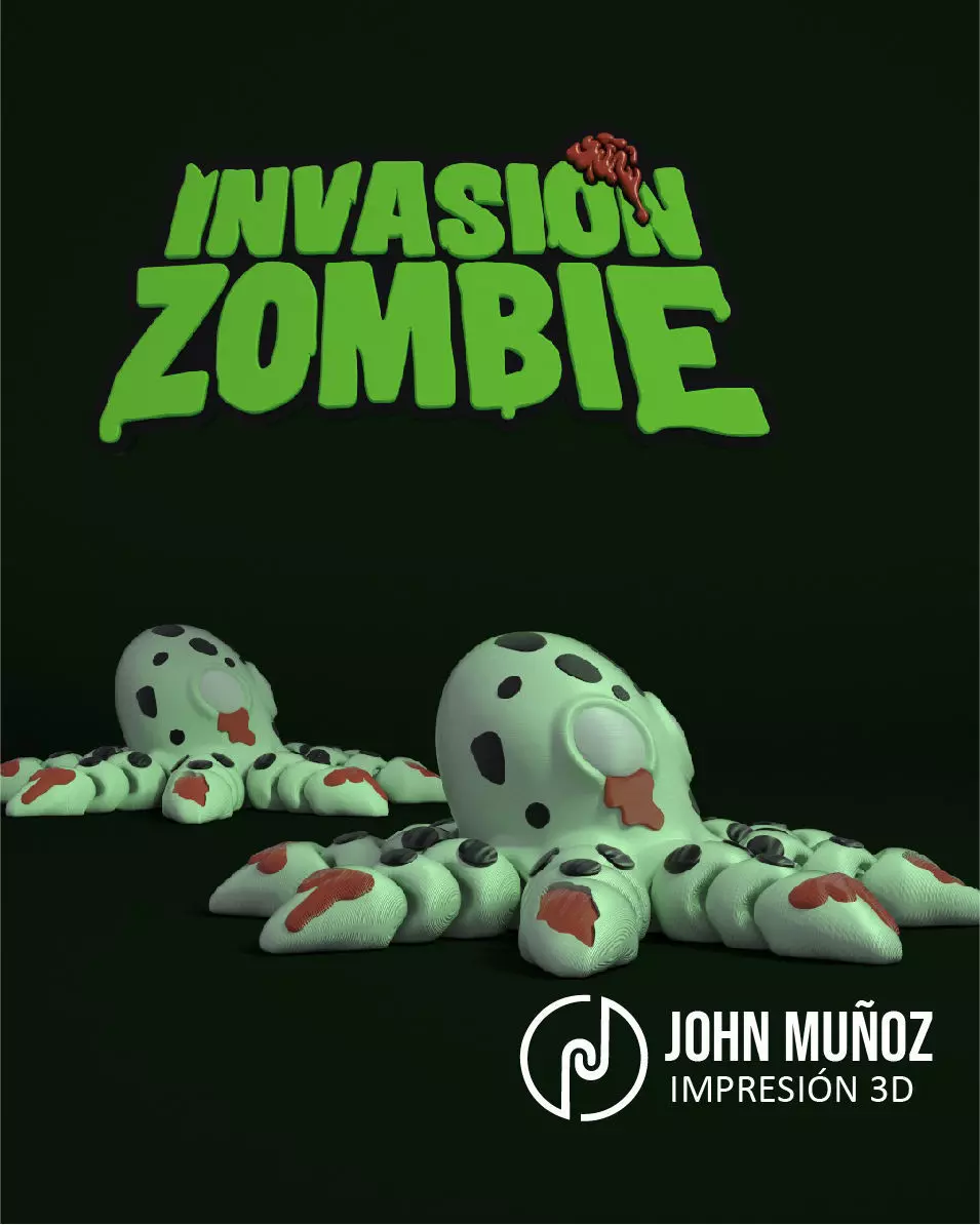 Octopus Zombie -Figure decorative and keychain 3D print model_2