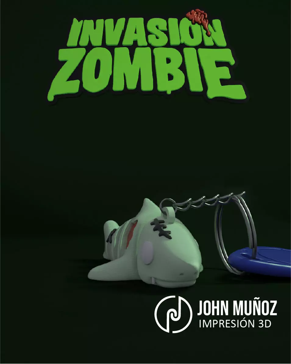 Shark Zombie -Figure decorative and keychain 3D print model_4