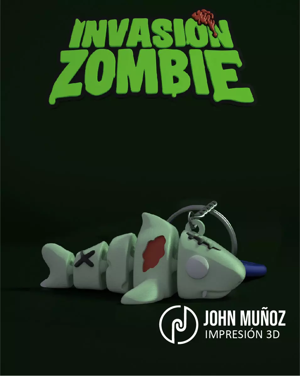 Shark Zombie -Figure decorative and keychain 3D print model_5