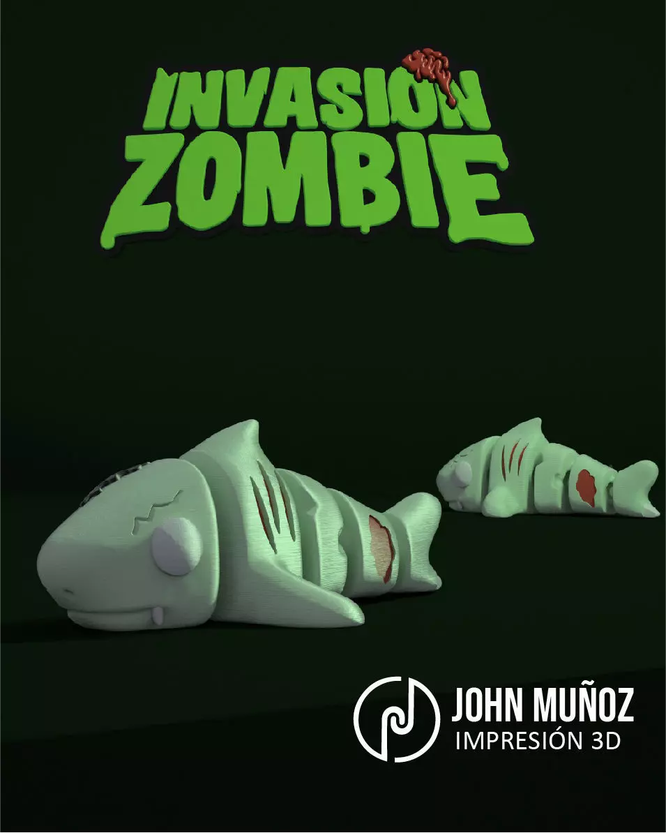 Shark Zombie -Figure decorative and keychain 3D print model_3