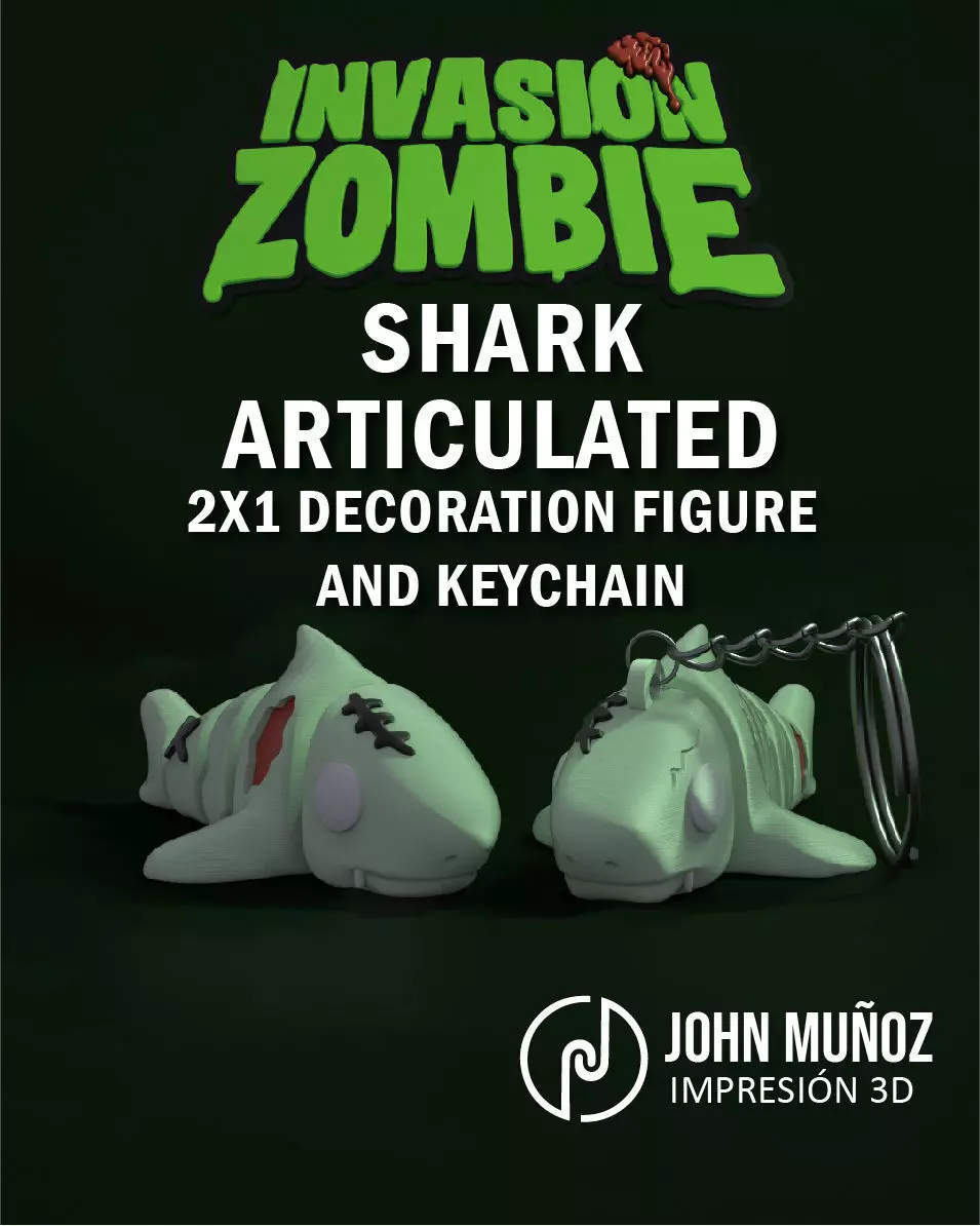Shark Zombie -Figure decorative and keychain 3D print model_1