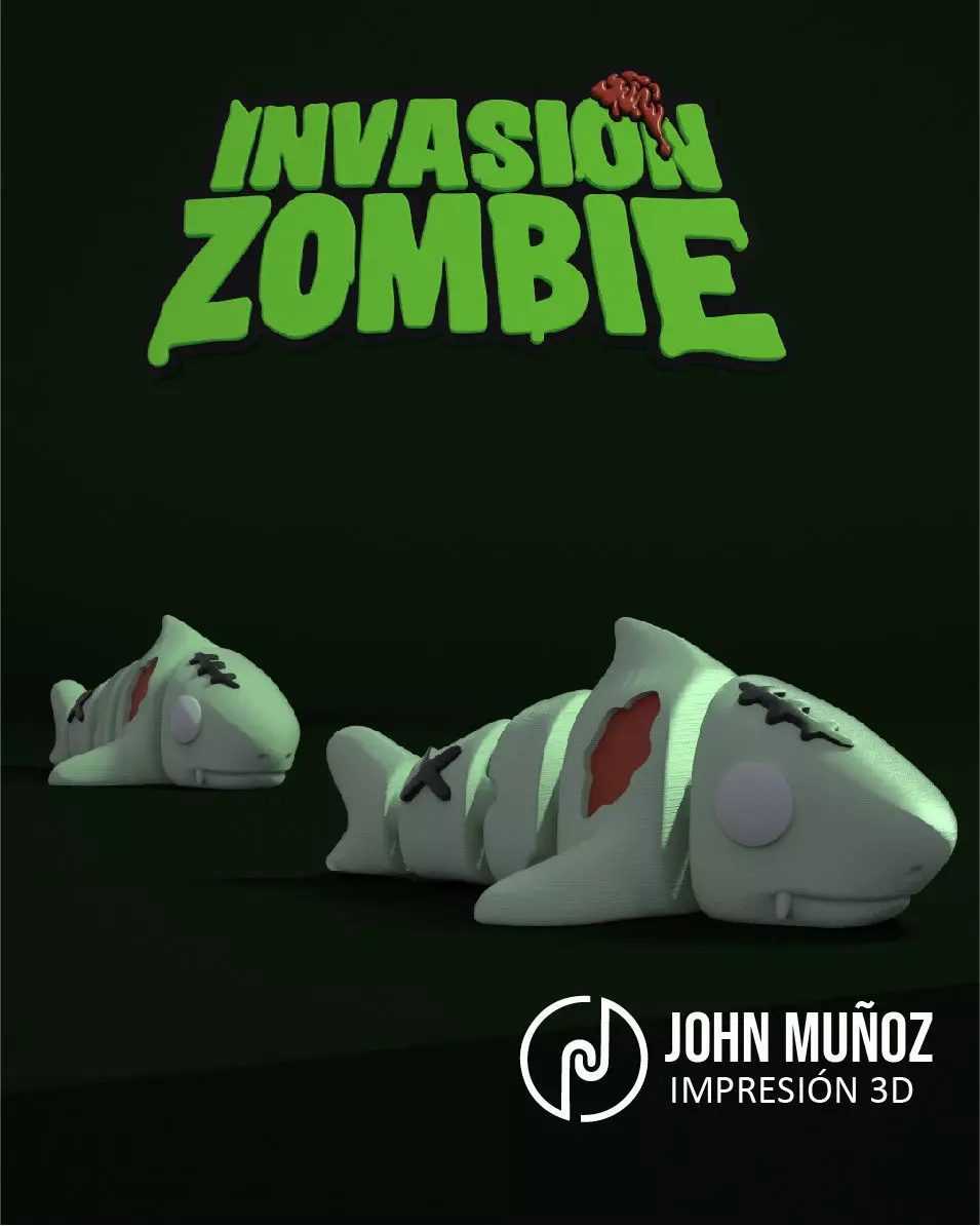 Shark Zombie -Figure decorative and keychain 3D print model_2