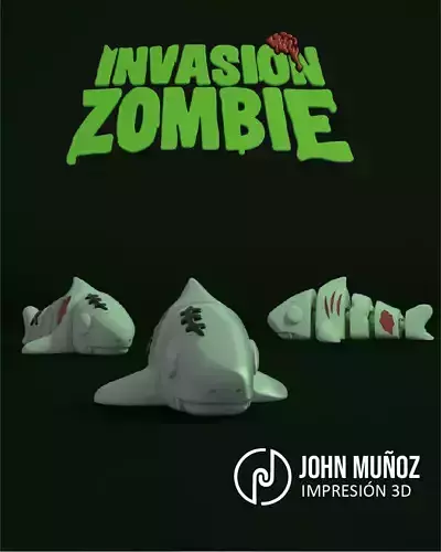 Shark Zombie -Figure decorative and keychain 3D print model