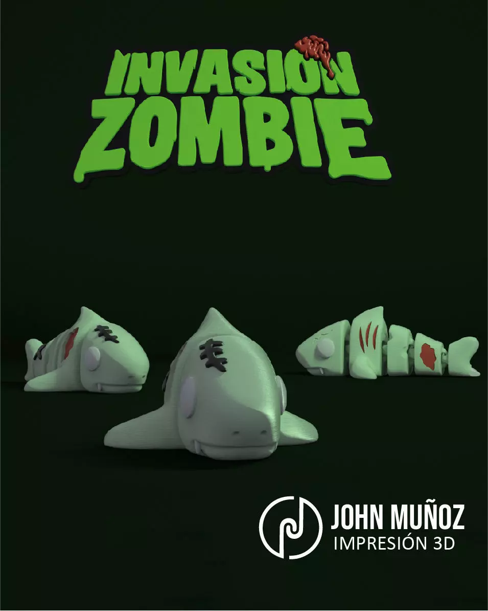 Shark Zombie -Figure decorative and keychain 3D print model_0