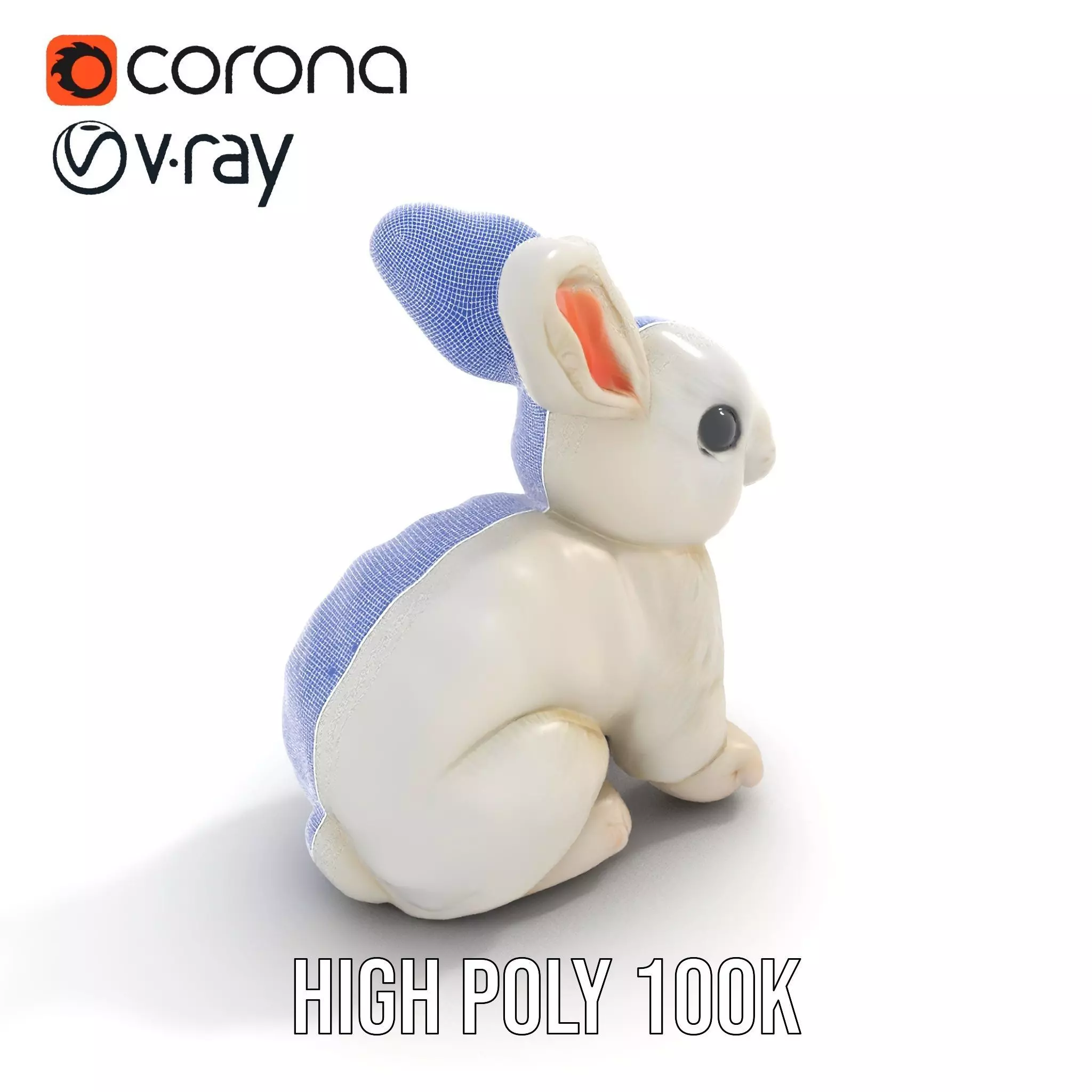 Fluffy White Rabbit model pack Low-poly 3D model_32