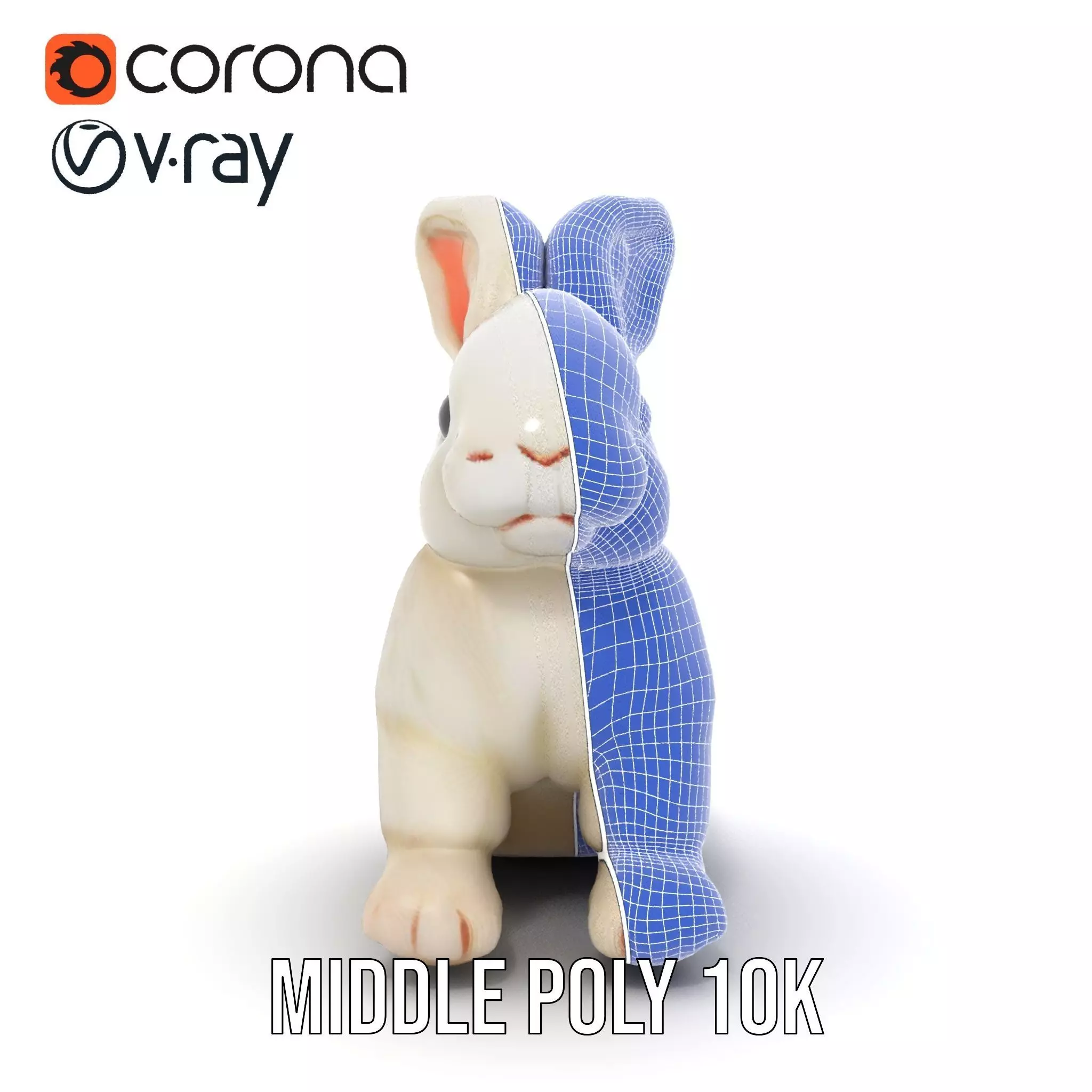 Fluffy White Rabbit model pack Low-poly 3D model_24